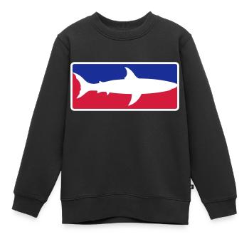 rot blau sport hai button rahmen schild schwarz sc - Kinder Premium Organic Sweatshirt - Schwarz - Vorne - AI Model Kid Female (0cm)