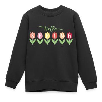 Hallo Frühling - Kinder Premium Organic Sweatshirt - Schwarz - Vorne - AI Model Kid Female (0cm)