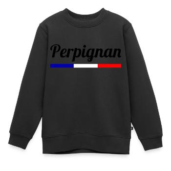 Perpignan- France - Cote d'Azur - Kids Premium Organic Sweatshirt - black - Front - AI Model Kid Female (0cm)