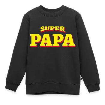 SUPER PAPA (comics) - SUPERPAPA SUPER HÉROS - Sweat Premium enfant bio - noir - Devant - AI Model Kid Female (0cm)