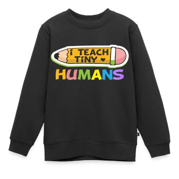 J’enseigne aux petits humains - Sweat Premium enfant bio - noir - Devant - AI Model Kid Female (0cm)