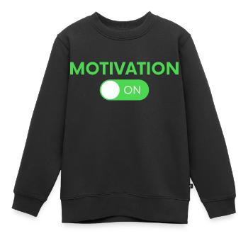 Motivation ON - Sweat Premium enfant bio - noir - Devant - AI Model Kid Female (0cm)