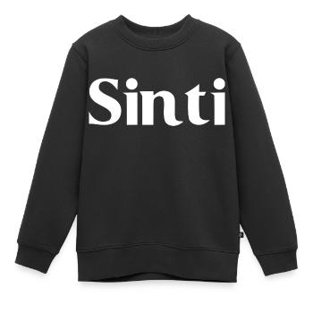 Sinti - Écriture blanche - Sweat Premium enfant bio - noir - Devant - AI Model Kid Female (0cm)