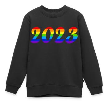 LGBTQ Regenbogenfahne Fußball 2023 - Kinder Premium Organic Sweatshirt - Schwarz - Vorne - AI Model Kid Female (0cm)