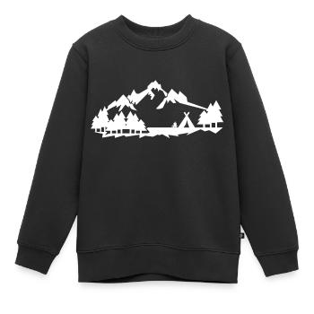 Camping im Wald in den Bergen -Silhouette isolier - Kinder Premium Organic Sweatshirt - Schwarz - Vorne - AI Model Kid Female (0cm)