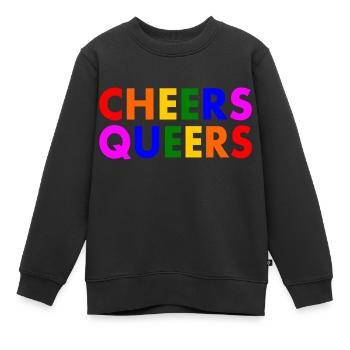 Cheers queers - Sweat Premium enfant bio - noir - Devant - AI Model Kid Female (0cm)
