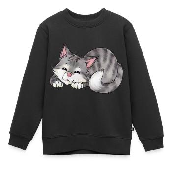 niedliche Katze Schlafen Mietze getigerte Katze - Kinder Premium Organic Sweatshirt - Schwarz - Vorne - AI Model Kid Female (0cm)