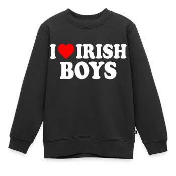 I love irish boys - Kinder Premium Organic Sweatshirt - Schwarz - Vorne - AI Model Kid Female (0cm)