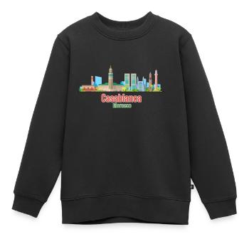 Casablanca - Sweat Premium enfant bio - noir - Devant - AI Model Kid Female (0cm)