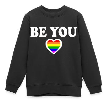 Be you - Sweat Premium enfant bio - noir - Devant - AI Model Kid Female (0cm)