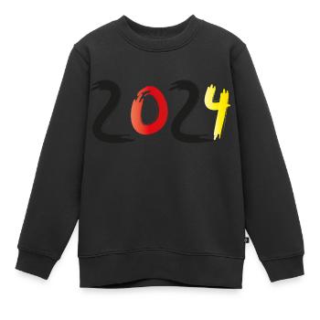 2024 - Kinder Premium Organic Sweatshirt - Schwarz - Vorne - AI Model Kid Female (0cm)