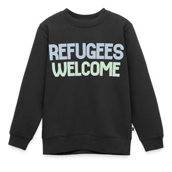 Les réfugiés accueillent rétro - Sweat Premium enfant bio - noir - Devant - AI Model Kid Female (0cm)