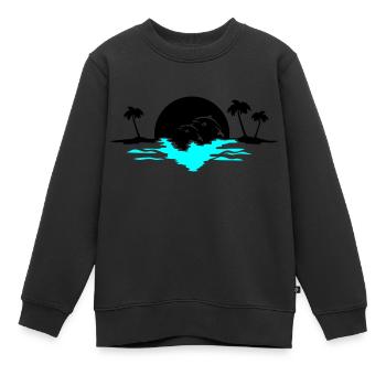 sunset delfine - Sweat Premium enfant bio - noir - Devant - AI Model Kid Female (0cm)