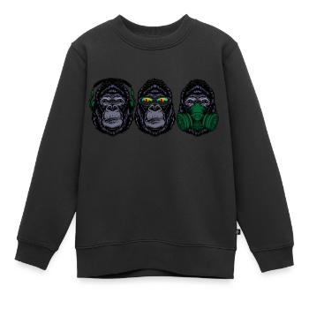 3 Gorilles sages | Trois gorilles sages - Sweat Premium enfant bio - noir - Devant - AI Model Kid Female (0cm)