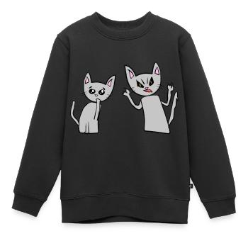 Chats Animaux Animal gris cri triste - Sweat Premium enfant bio - noir - Devant - AI Model Kid Female (0cm)