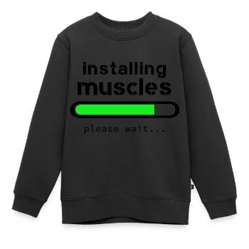 Installing muscles - Sweat Premium enfant bio - noir - Devant - AI Model Kid Female (0cm)