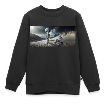 Alien gris sur la surface de la lune – Couple qui s’embrasse - Sweat Premium enfant bio - noir - Devant - AI Model Kid Female (0cm)