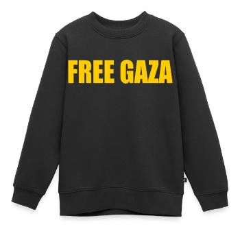 Free gaza - Sweat Premium enfant bio - noir - Devant - AI Model Kid Female (0cm)