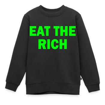 Eat the rich - Kinder Premium Organic Sweatshirt - Schwarz - Vorne - AI Model Kid Female (0cm)