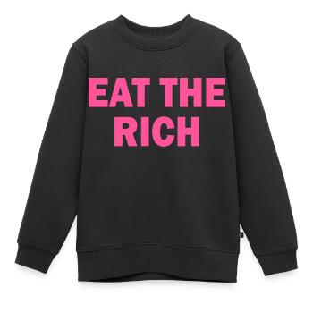 Eat the rich - Sweat Premium enfant bio - noir - Devant - AI Model Kid Female (0cm)