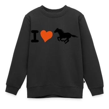 i J'aime l'amour coeur cheval chevaux poney coeur - Sweat Premium enfant bio - noir - Devant - AI Model Kid Female (0cm)