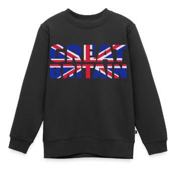 Großbritannien - Kinder Premium Organic Sweatshirt - Schwarz - Vorne - AI Model Kid Female (0cm)