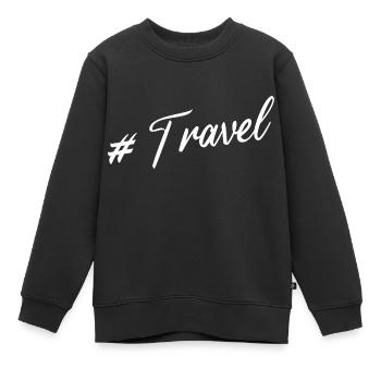 #Travel - Sweat Premium enfant bio - noir - Devant - AI Model Kid Female (0cm)