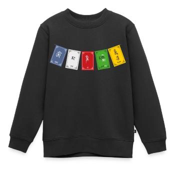 OM MA NI PADME HUM - Drapeaux de prière 1 - Sweat Premium enfant bio - noir - Devant - AI Model Kid Female (0cm)