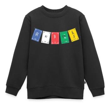 OM MA NI PADME HUM - Drapeaux de prière 4 - Sweat Premium enfant bio - noir - Devant - AI Model Kid Female (0cm)