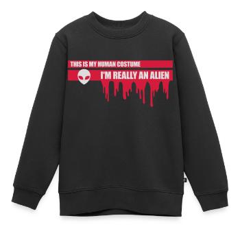 Citation extraterrestre de costume humain - Sweat Premium enfant bio - noir - Devant - AI Model Kid Female (0cm)