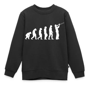 Trombone Player Evolution, Funny Trombonist - Kinder Premium Organic Sweatshirt - Schwarz - Vorne - AI Model Kid Female (0cm)