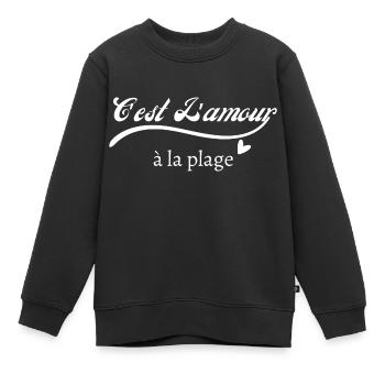 C’est l’amour à plage - Sweat Premium enfant bio - noir - Devant - AI Model Kid Female (0cm)