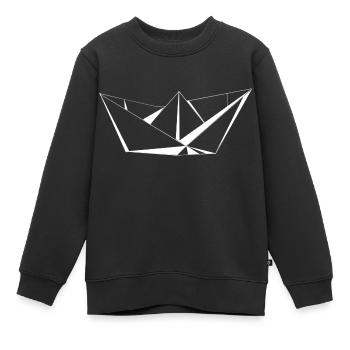 Un bateau bateau en papier un bateau en papier - Sweat Premium enfant bio - noir - Devant - AI Model Kid Female (0cm)