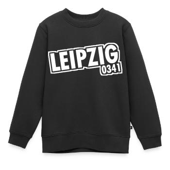 Leipzig - 0341 - Vorwahl - Sachsen - Kinder Premium Organic Sweatshirt - Schwarz - Vorne - AI Model Kid Female (0cm)