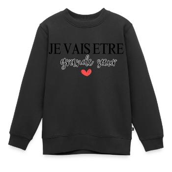 je vais etre grande sœur - Sweat Premium enfant bio - noir - Devant - AI Model Kid Female (0cm)