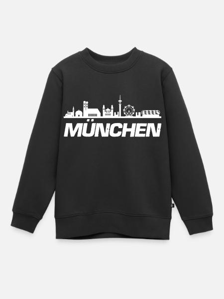 münchen skyline - Kinder Premium Organic Sweatshirt - Schwarz