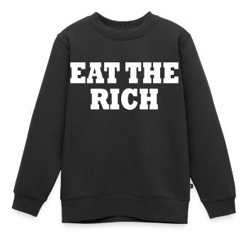 Eat the rich - Sweat Premium enfant bio - noir - Devant - AI Model Kid Female (0cm)