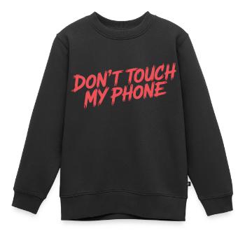 NE TOUCHE PAS MON TÉLÉPHONE - Sweat Premium enfant bio - noir - Devant - AI Model Kid Female (0cm)