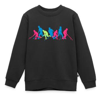 Hockey Crew Joueur - Sweat Premium enfant bio - noir - Devant - AI Model Kid Female (0cm)