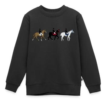 Drei Dressur - Kinder Premium Organic Sweatshirt - Schwarz - Vorne - AI Model Kid Female (0cm)