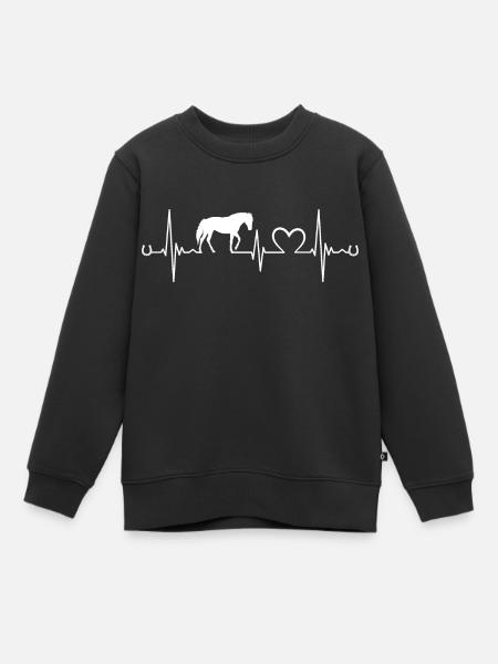 Chevaux Fers de cheval Battement de coeur Cavaliers Proverbes - Sweat Premium enfant bio - noir