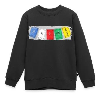 OM MA NI PADME HUM - Drapeaux de prière 3 - Sweat Premium enfant bio - noir - Devant - AI Model Kid Female (0cm)