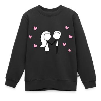 pärchen liebe herzen rosa herz Valentinstag - Kinder Premium Organic Sweatshirt - Schwarz - Vorne - AI Model Kid Female (0cm)