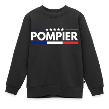 Pompier français Bleu Blanc Rouge - Sweat Premium enfant bio - noir - Devant - AI Model Kid Female (0cm)