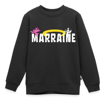 Marraine Baptême Auréole Anges - Sweat Premium enfant bio - noir - Devant - AI Model Kid Female (0cm)