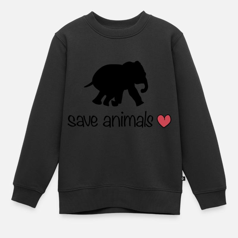 rette Tiere Tier Elefant Herz - Kinder Premium Organic Sweatshirt - Schwarz