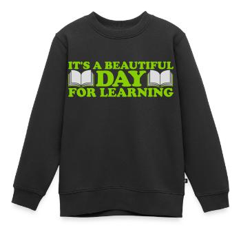 belle journée pour apprendre - Sweat Premium enfant bio - noir - Devant - AI Model Kid Female (0cm)