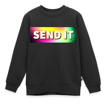 SEND IT Boxlogo - Kinder Premium Organic Sweatshirt - Schwarz - Vorne - AI Model Kid Female (0cm)