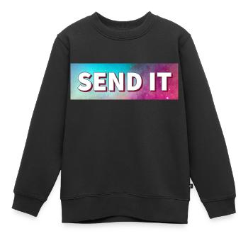 SEND IT Boxlogo - Kinder Premium Organic Sweatshirt - Schwarz - Vorne - AI Model Kid Female (0cm)