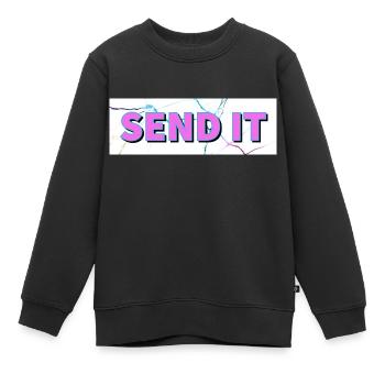 SEND IT Boxlogo - Kinder Premium Organic Sweatshirt - Schwarz - Vorne - AI Model Kid Female (0cm)